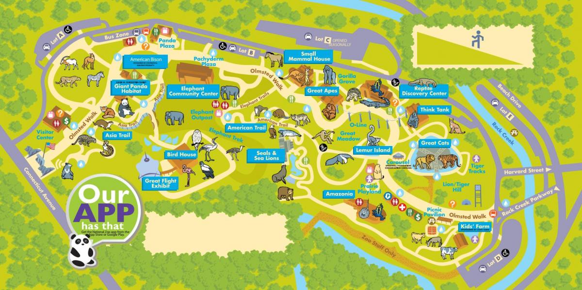 вашингтон зоолошката градина мапа
