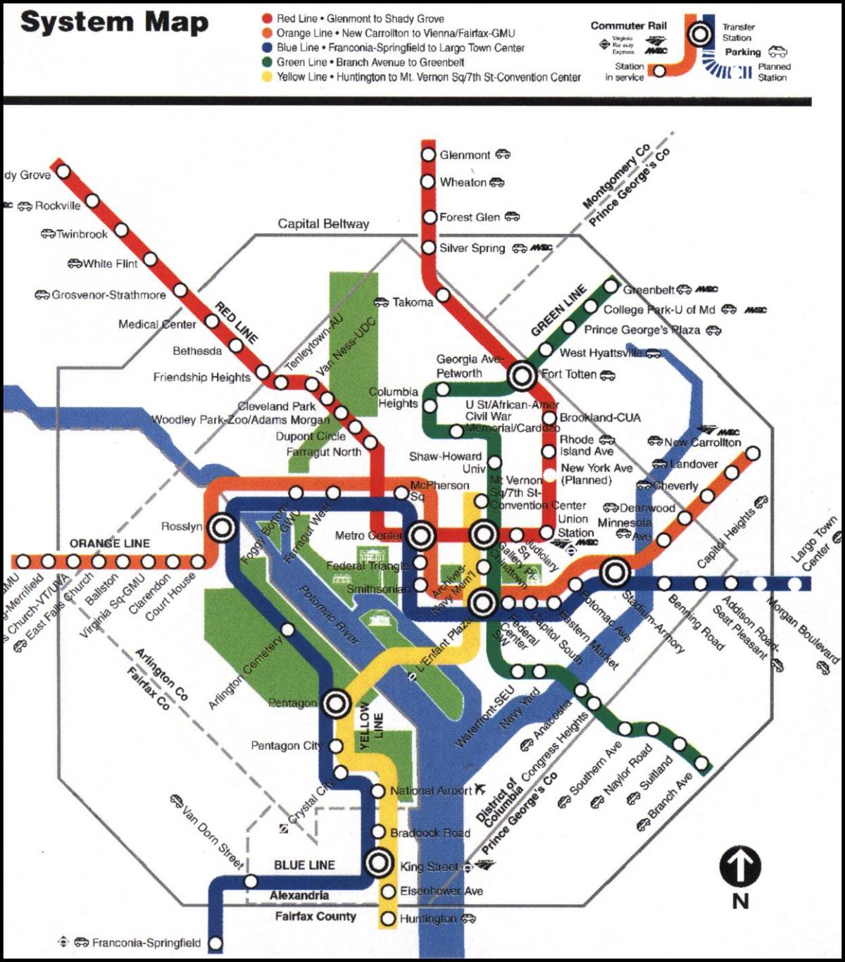 вашингтон метро воз мапа