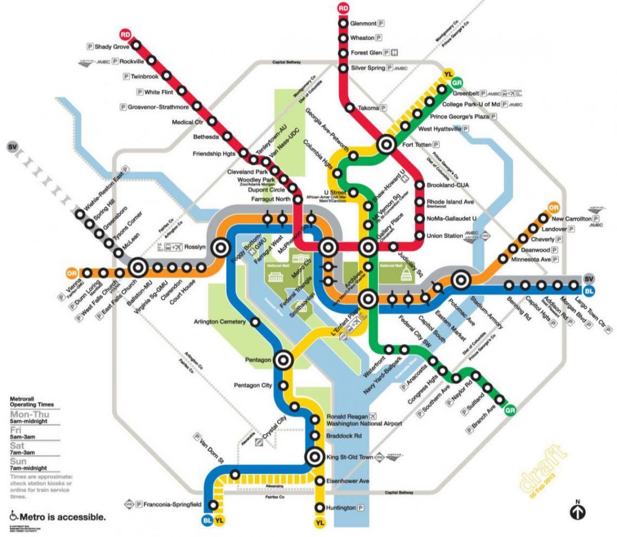 вашингтон метро железнички мапа