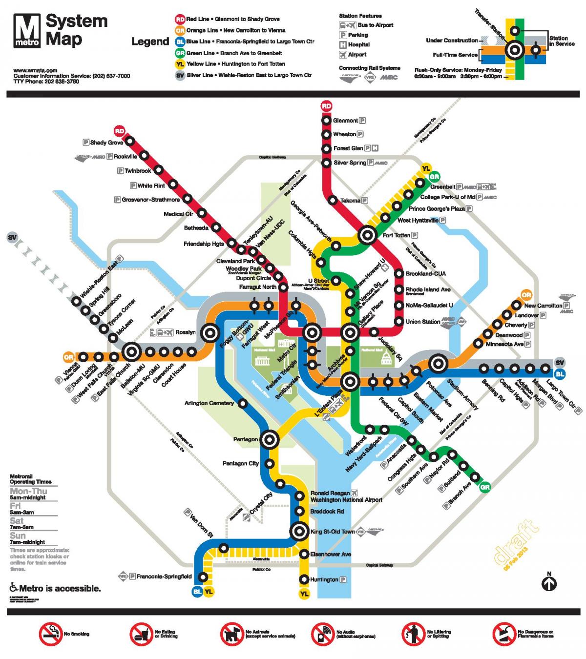 вашингтон метро линија мапа