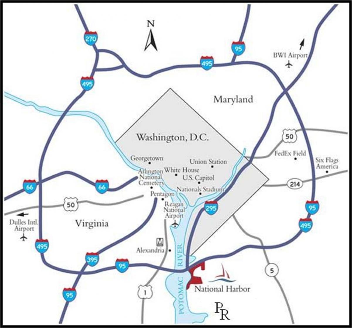 вашингтон метрополитенска област на мапата