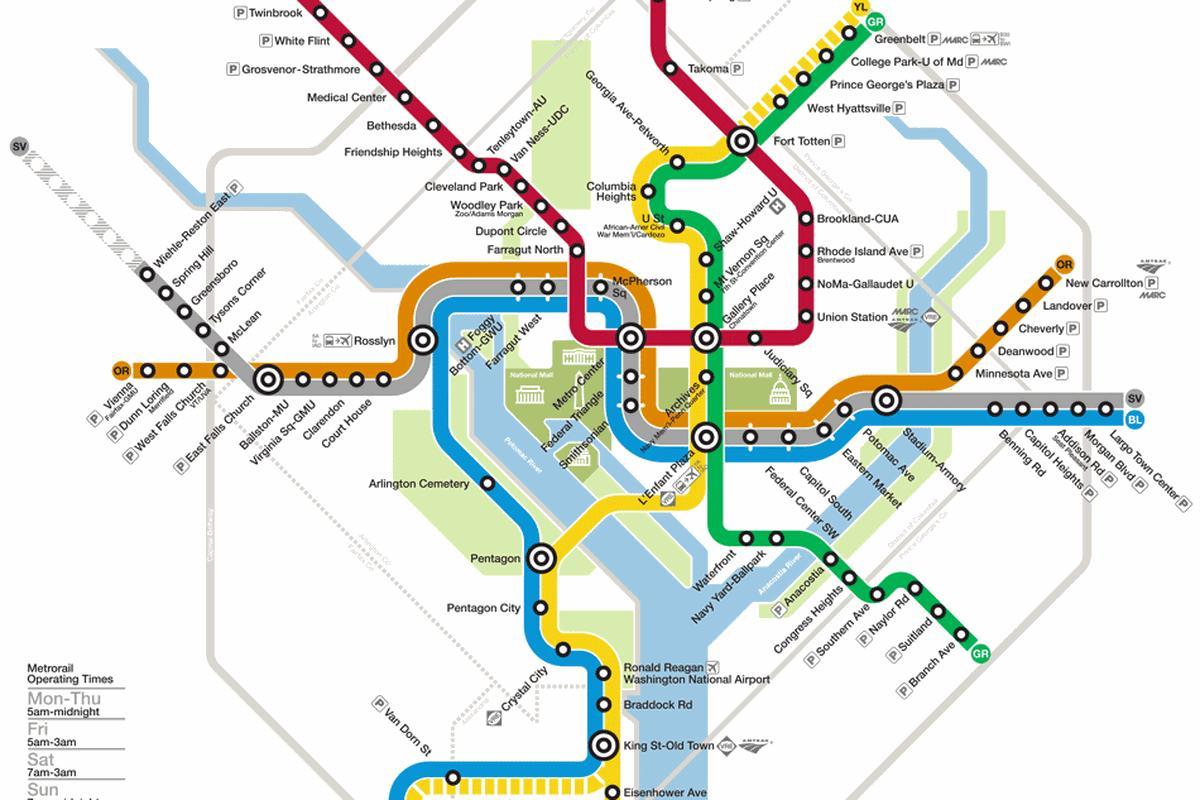 вашингтон метро систем мапа