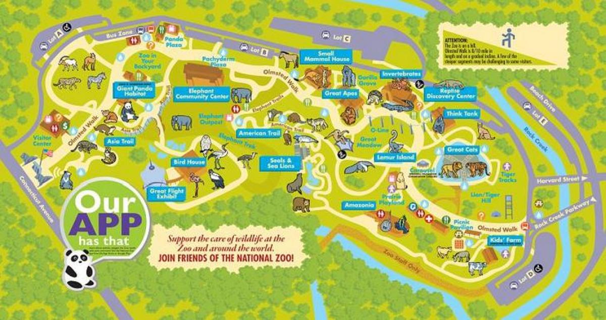 националната зоолошка градина во вашингтон мапа