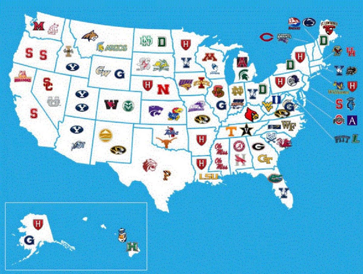 карта на колеџи во вашингтон