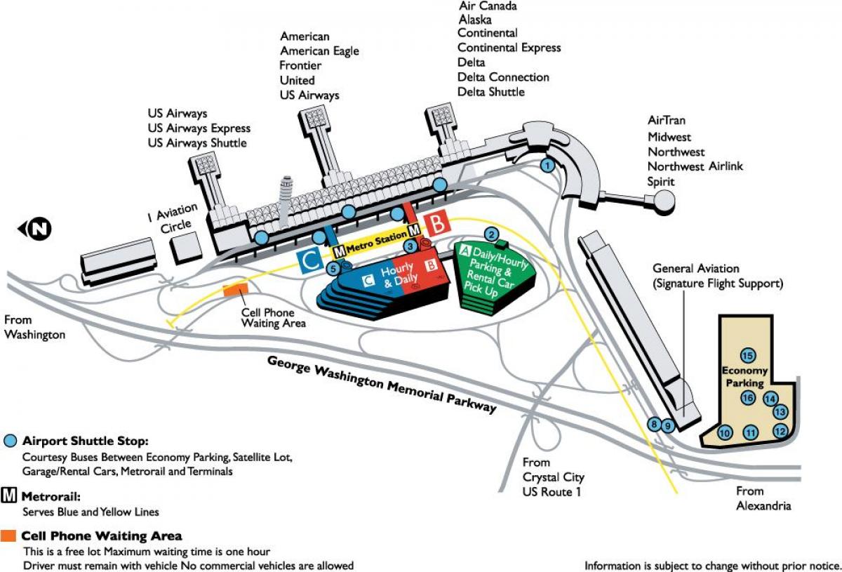 роналд реган вашингтон национален аеродром мапа