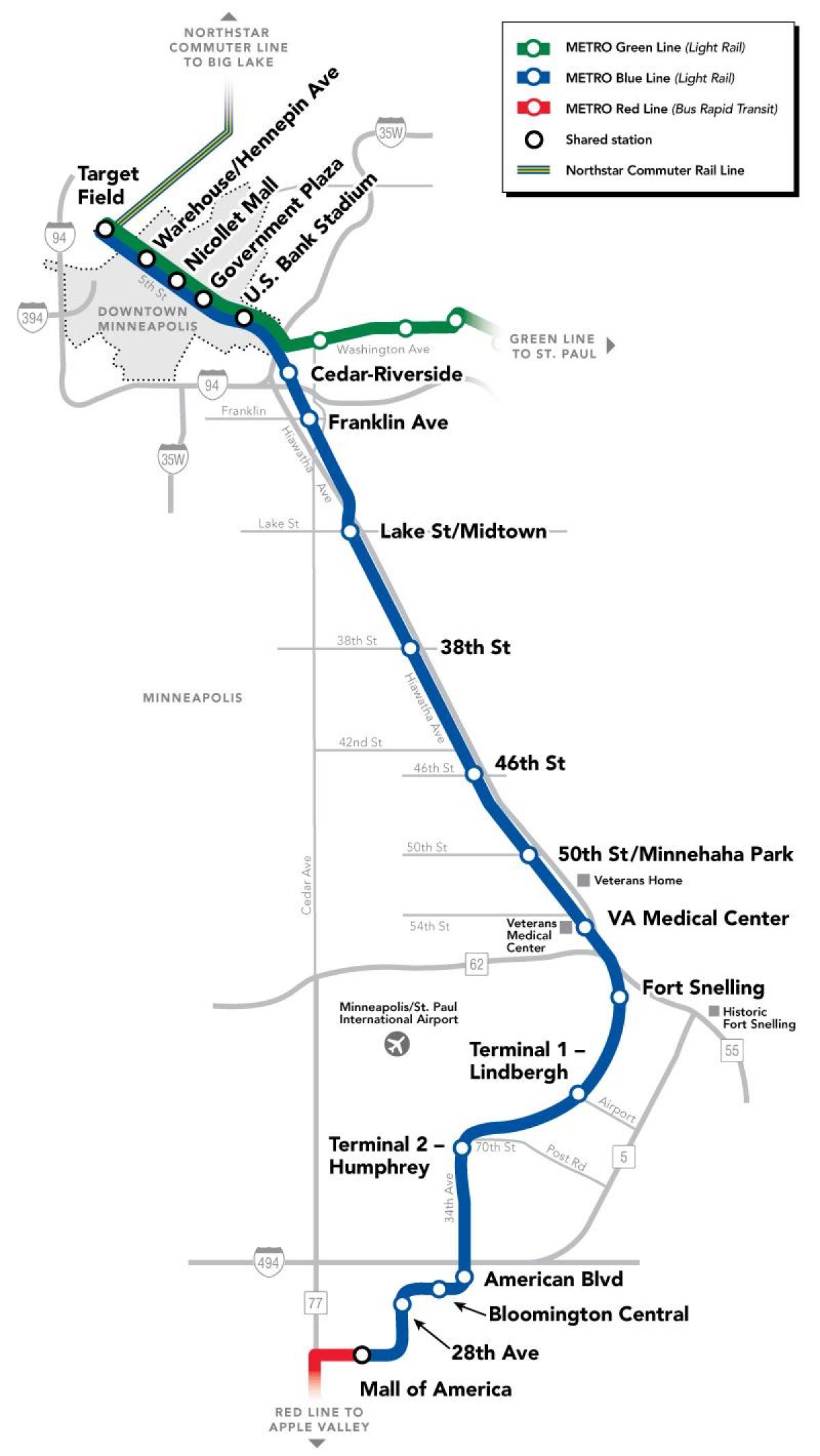 вашингтон метро сина линија мапа
