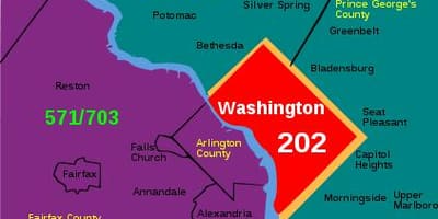 Dc повикувачкиот број на мапата