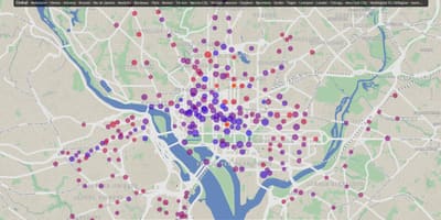 Dc велосипед за изнајмување на мапата