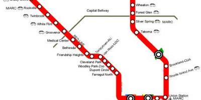 Вашингтон метро црвена линија мапа